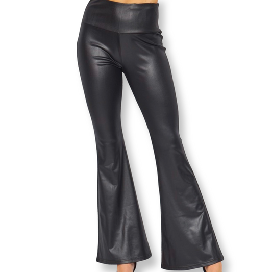 Rowdy Rider Faux Leather Flares